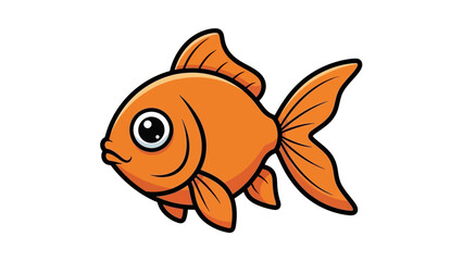 Cartoon Orange Goldfish Swimming Underwater, Aquatic Animal Illustration