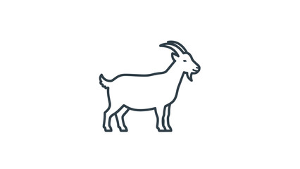 A simple line art illustration of a goat with its head turned to the side, showcasing its horns and beard