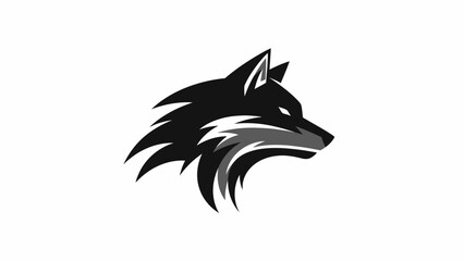 Stylized Black and White Wolf Head Emblem - Minimalist Wildlife Art