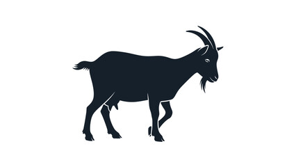 Silhouette of a Goat, a Common Farm Animal Known for its Distinctive Horns and Beard