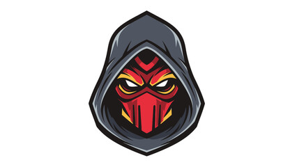 Assassin's Masked Face With Red and Yellow Accents, Character Design