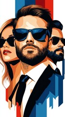 Confident Business Team in Dynamic Pop Art Style