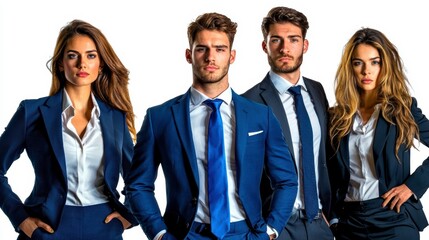 Confident Business Team Portrait on White Background