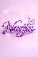 Elegant Calligraphy Name Design with Purple Floral Background