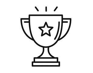 Black and white trophy with star symbol and radiating lines