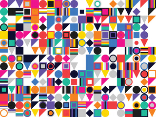 Vibrant geometric shape mosaic pattern
