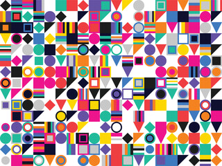 Vibrant geometric shape mosaic pattern