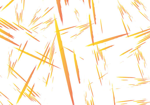 Abstract Scratches. Sharp Lines. Chaos Pattern. A chaotic pattern of sharp yellow and orange scratch lines or lightning-like streaks, isolated as a PNG clip art on a transparent background for grunge 