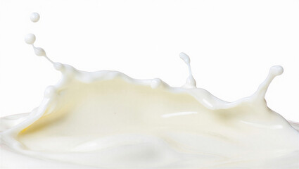 Splash of milk liquid on white background with droplets flying upwards and to the sides very dynamically © Sadiya Digital