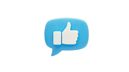 3D Like Icon on Blue Speech Bubble - Social Media Concept
