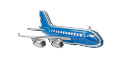 Blue Airplane Isolated on White Background