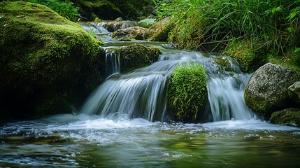 Obraz premium Wild rainforest waterfall beauty high resolution picture