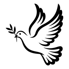 Obraz premium Black silhouette of a flying dove