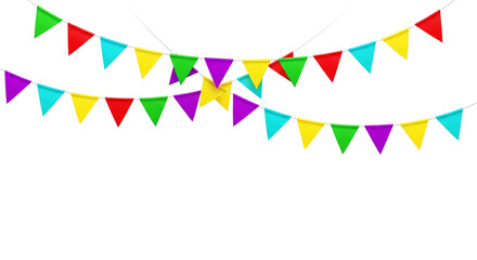 Fototapeta premium Colorful party bunting flags isolated on transparent background