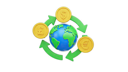 Global Currency Exchange with Arrows and Globe