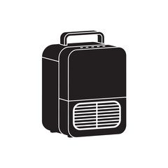 Black Portable Mini Fridge Vector Silhouette Isolated on White