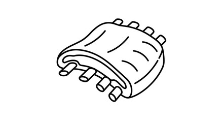 Line Drawing Of Raw Pork Ribs With Bones Visible On A White Background Culinary Food Preparation Ingredient For Grilling Or Roasting Delicious Barbecue Meal Element