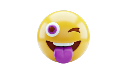 3D Emoji Winking and Sticking Out Tongue on White Background