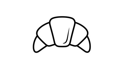 Minimalist Black Line Art Illustration Of A French Croissant Pastry Centered On A Clean White Background