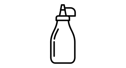 Minimalist Black And White Line Art Icon Of Condiment Squeeze Bottle With Nozzle On Isolated White Background