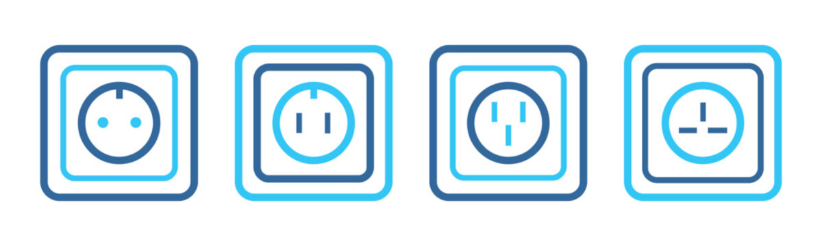 socket icon set, technology vector set