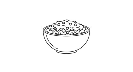 Line Art Drawing Of Macaroni Pasta Salad In A Bowl White Background