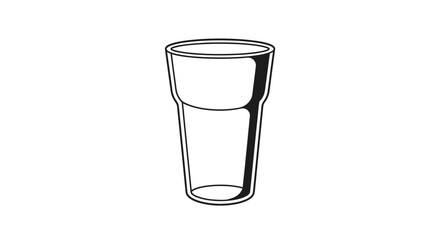 Outline Drawing of a Tall Glass with Shadow Detail on a White Background