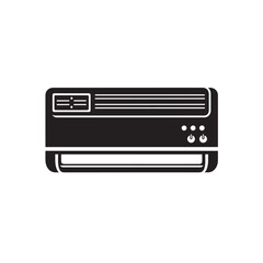 Air Conditioner Unit Black Vector Icon Isolated on White Background