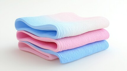 Pastel yoga mats stacked, ready for a mindful workout or calming meditation session, promoting wellness and balance in a serene studio setting