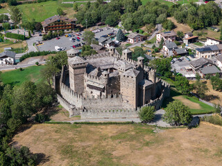 Fenis Castle aerial view - Fenis, Italy
