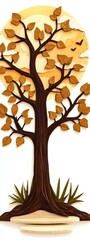 Stylized Layered Tree with Wooden Display Platforms