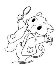 Cute Detective Kitty Graphics – Cartoon Cat Poses & Fun Mystery Items