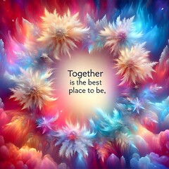 colorful background with glowing frost edges, large clean center space for photoMessage