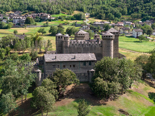 Fototapeta premium Fénis Castle medieval fortress - Fenis, Italy