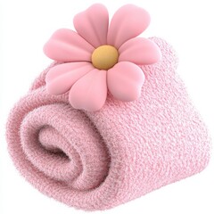 Delicate pink towel roll with a charming flower accent brings a touch of spa elegance to your brand's visuals, perfect for beauty and wellness concepts