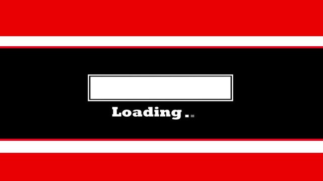 Loading bar animation with progress status for website UI and app interface, blue digital uploader bar on black background