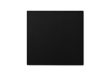 Fototapeta premium Black square blank paper card or sign with a soft shadow floating on clear transparent background