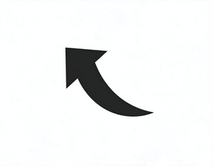 Black curved arrow pointing diagonally upward on a white background