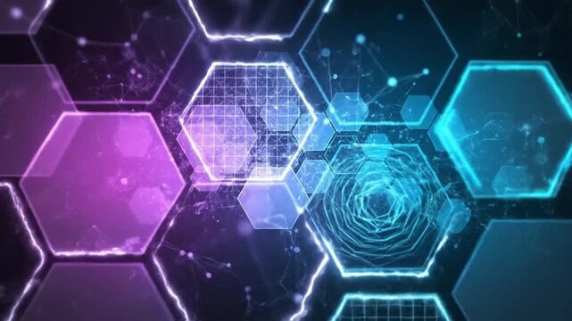Abstract Hexagonal Network Technology Background.