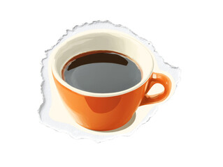 Coffee cup with black coffee isolated on transparent background