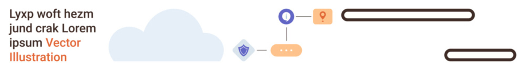 Cloud storage, data sharing, cybersecurity, digital connectivity, remote access, system integration. Minimalistic design with cloud, link lines and connection icons. Cloud storage and data sharing