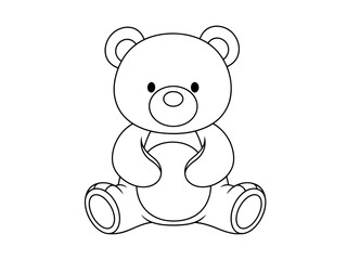 Naklejka premium Cute teddy bear sitting on the floor with arms crossed