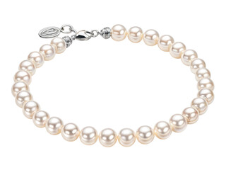 Obraz premium Delicate silver bracelet with lustrous white pearls isolated on a transparent background