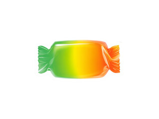 Green and orange wrapped candy on transparent background
