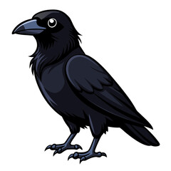 Obraz premium Dark mystical crow with sharp beak and piercing eye on transparent background