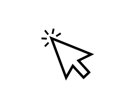 Black computer mouse cursor with a click effect on a