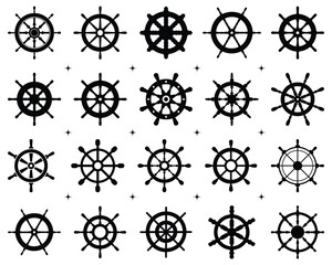Ship's Steering Wheel Silhouette Set