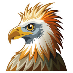 Obraz premium Vibrant digital illustration of an eagle's head with sharp beak and expressive eyes on transparent background