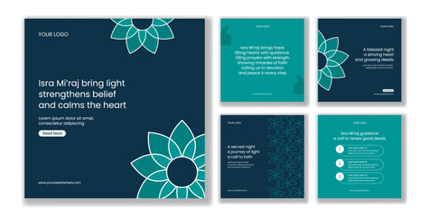 Isra Mi'raj Night Journey of Prophet Muhammad Flat Cartoon Social Media Post Illustration