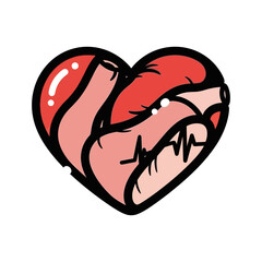 Broken heart with bandage